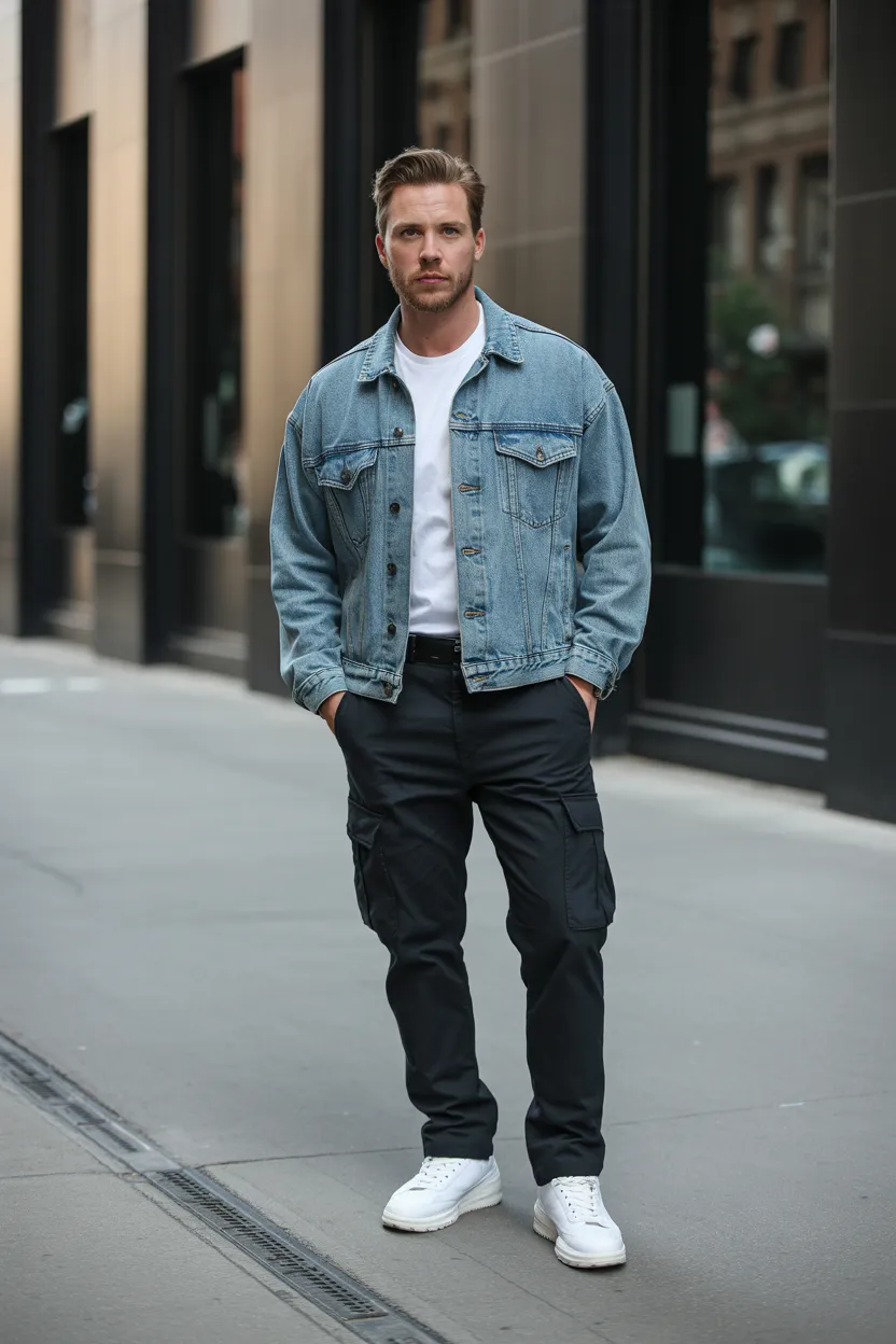 Cargo Pants With a Denim Jacket