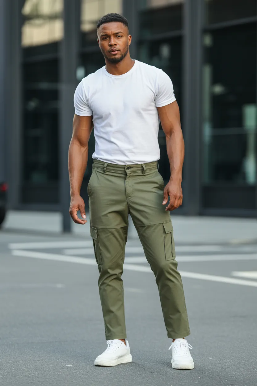 Cargo Pants With a Plain T Shirt