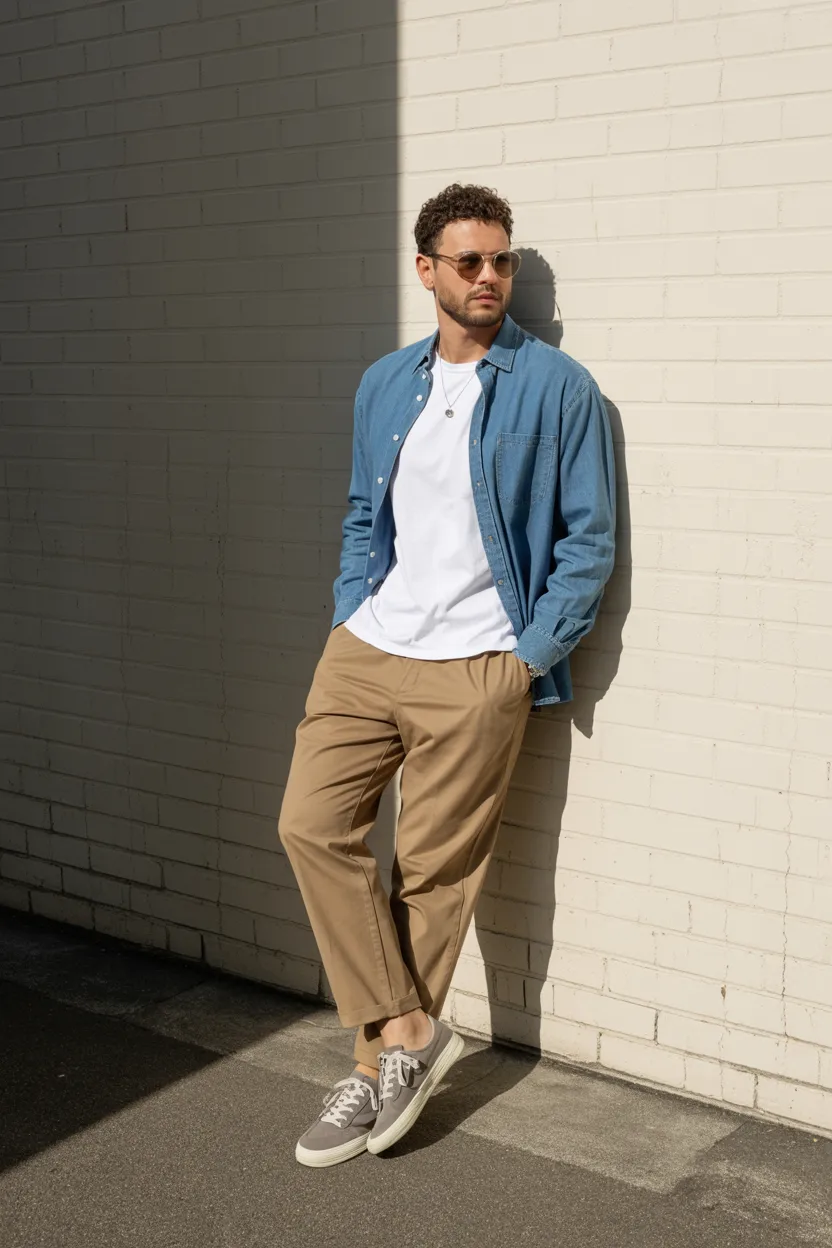 Open Over a White Tee