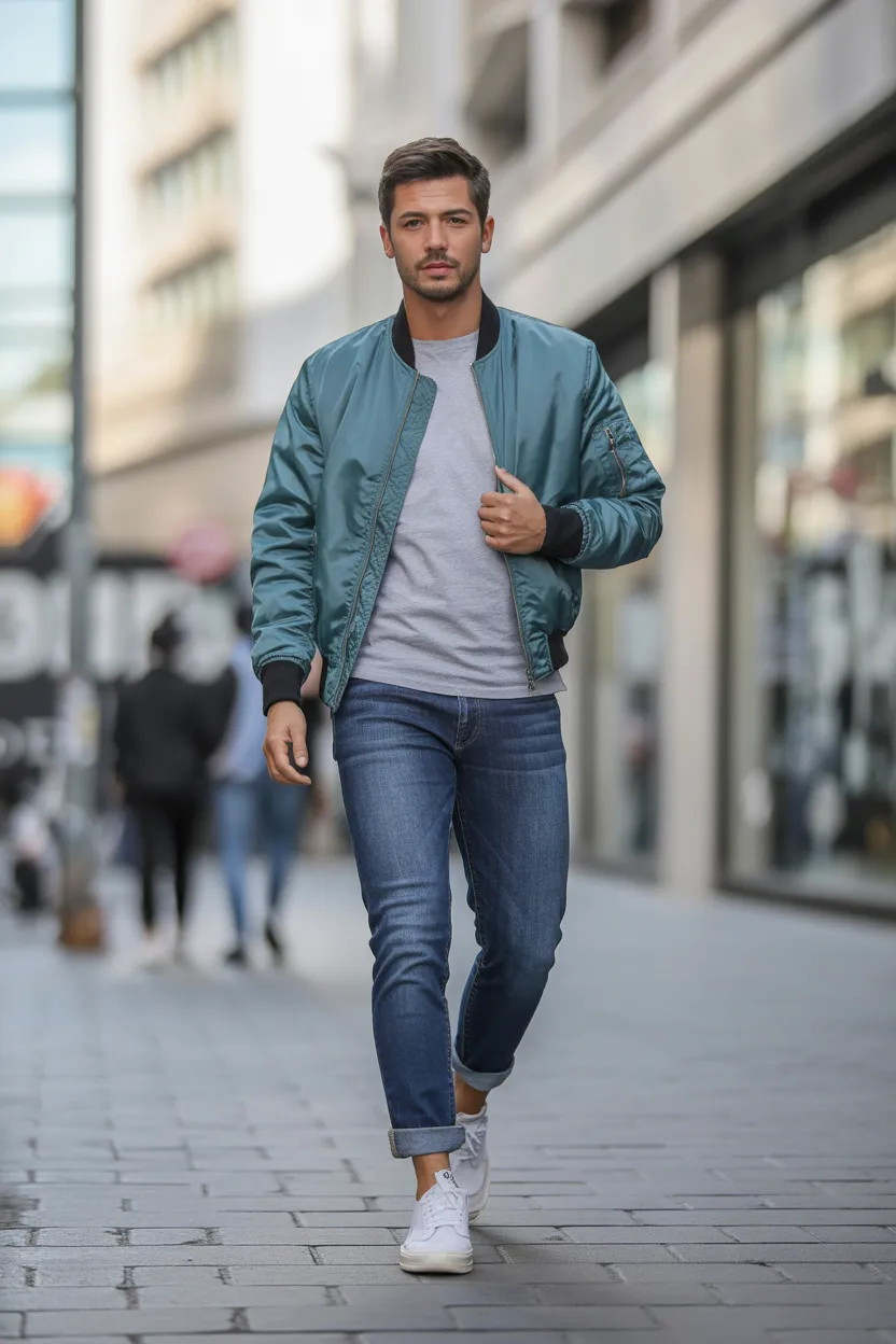 Blue Jeans with a Bomber Jacket