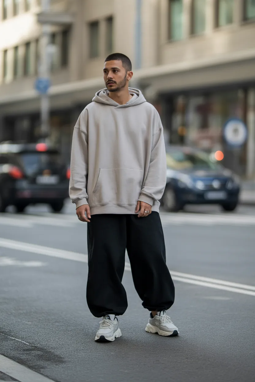 Chunky Sneakers With Oversized Basics