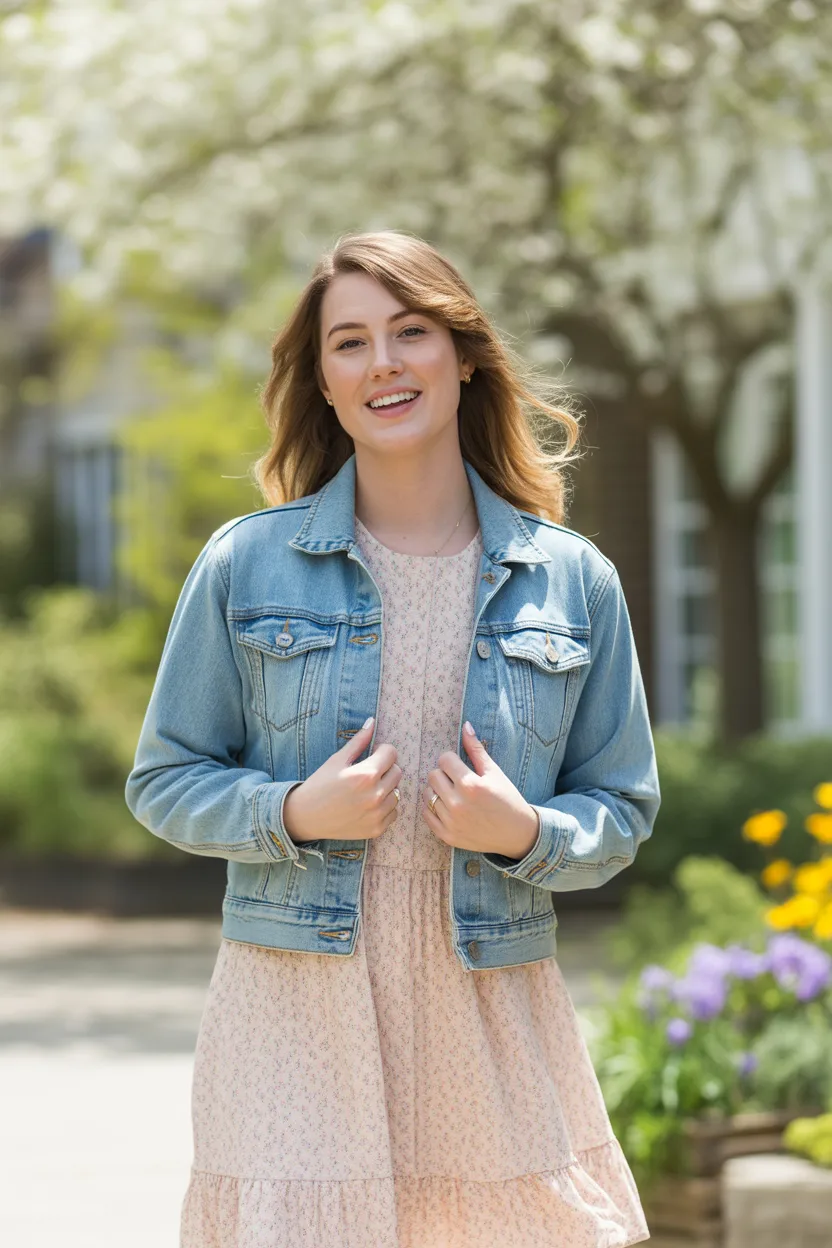 Denim Jacket Over a Spring Dress