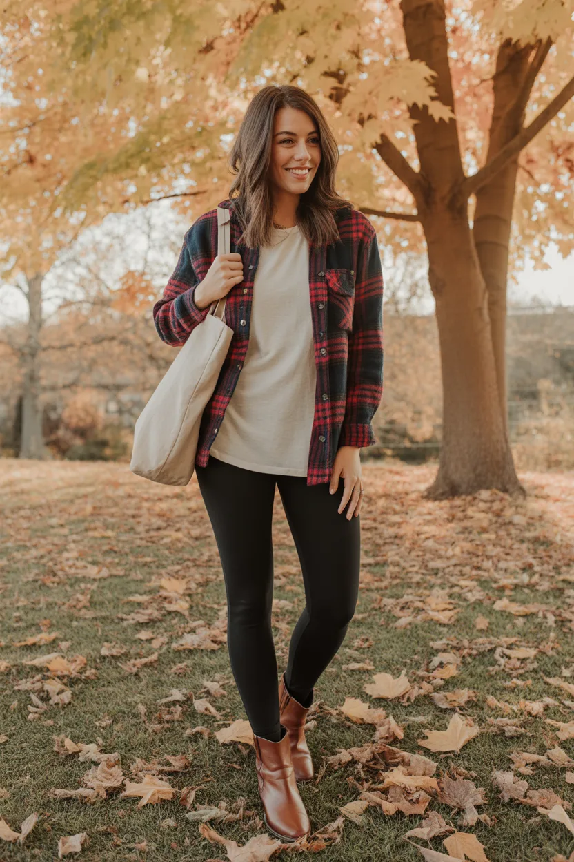 Flannel Shirt With Leggings