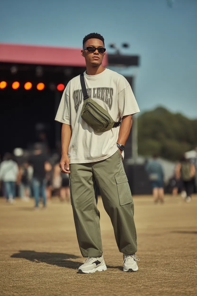 Graphic Tee With Cargo Pants