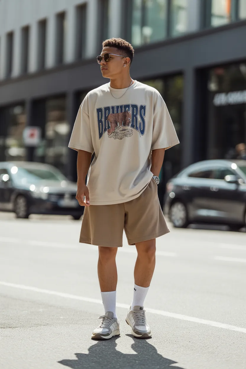 Graphic Tee With Loose Shorts