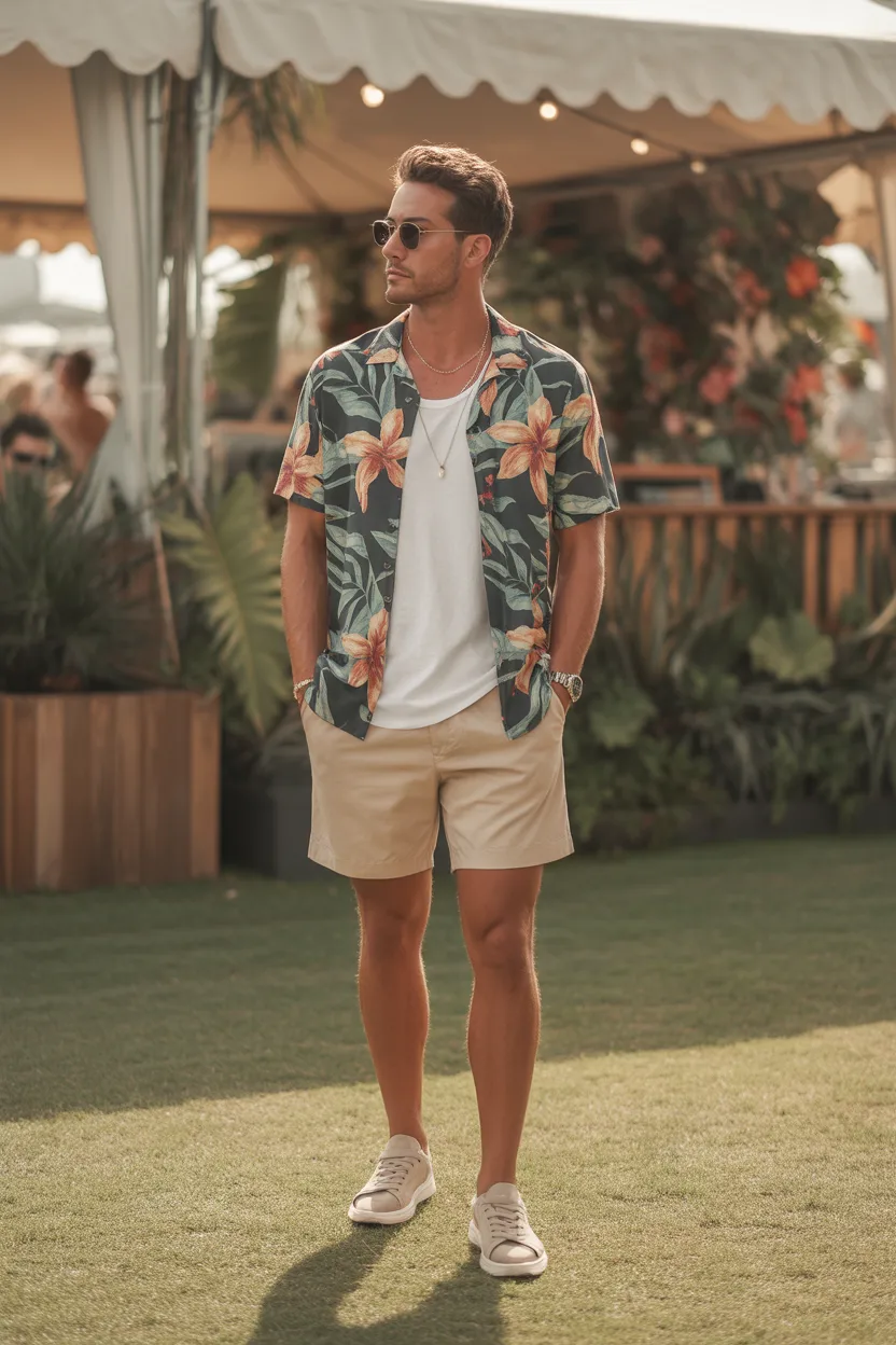 Hawaiian Shirt With Chino Shorts