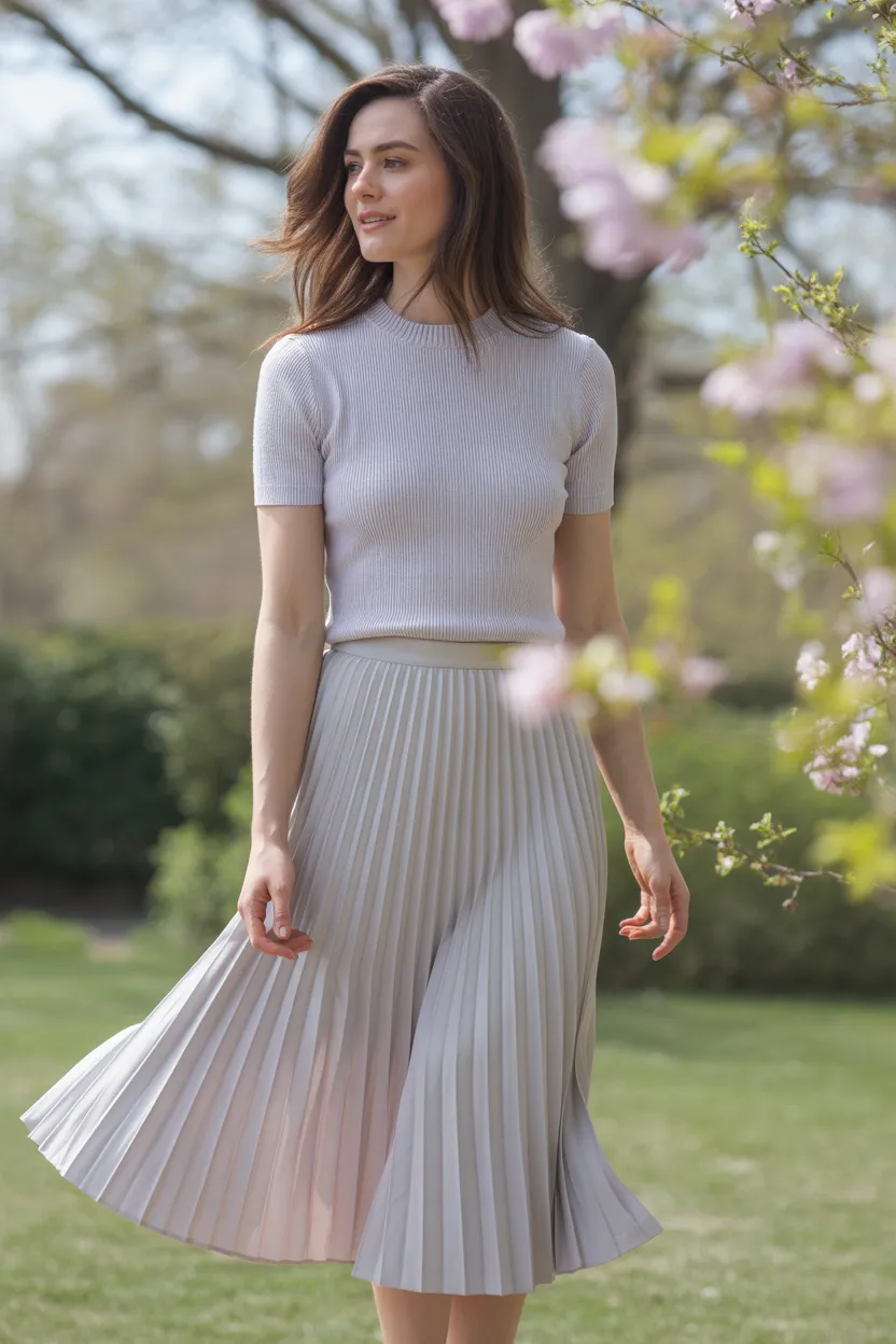 Knit Top With Pleated Skirt