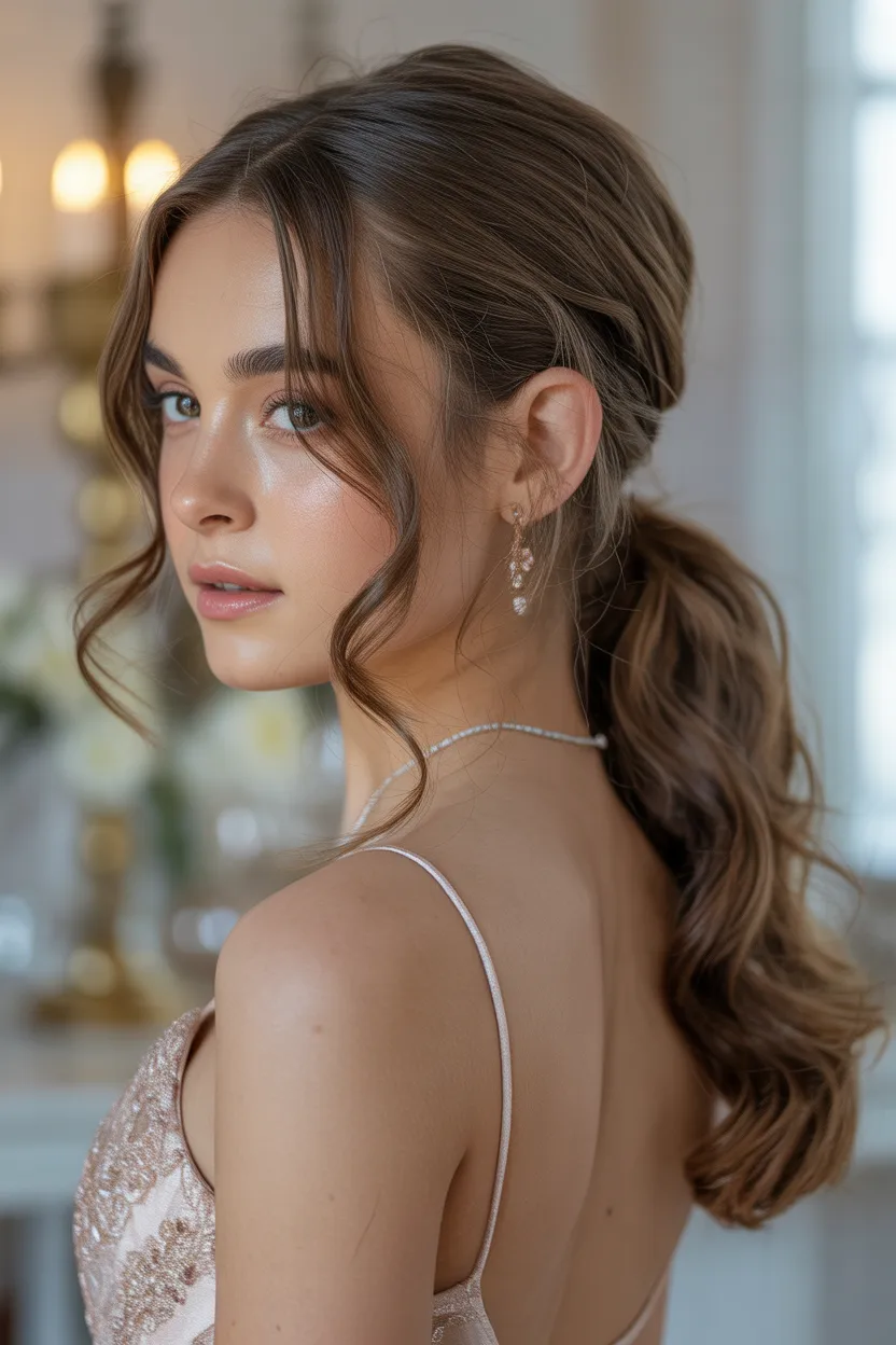 Low Ponytail with Loose Waves