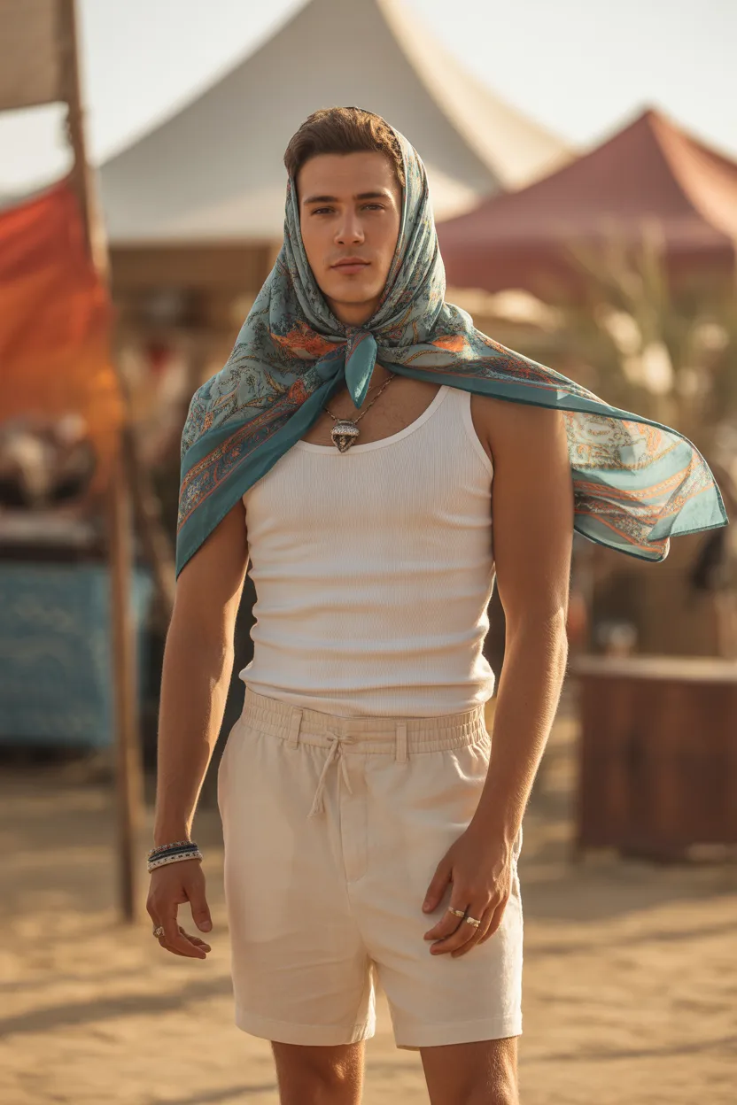 Printed Scarf Top Layer With Basics