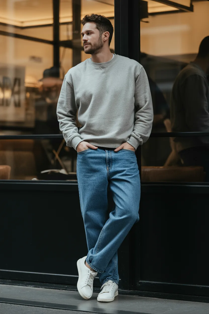 Relaxed Jeans with a Sweatshirt