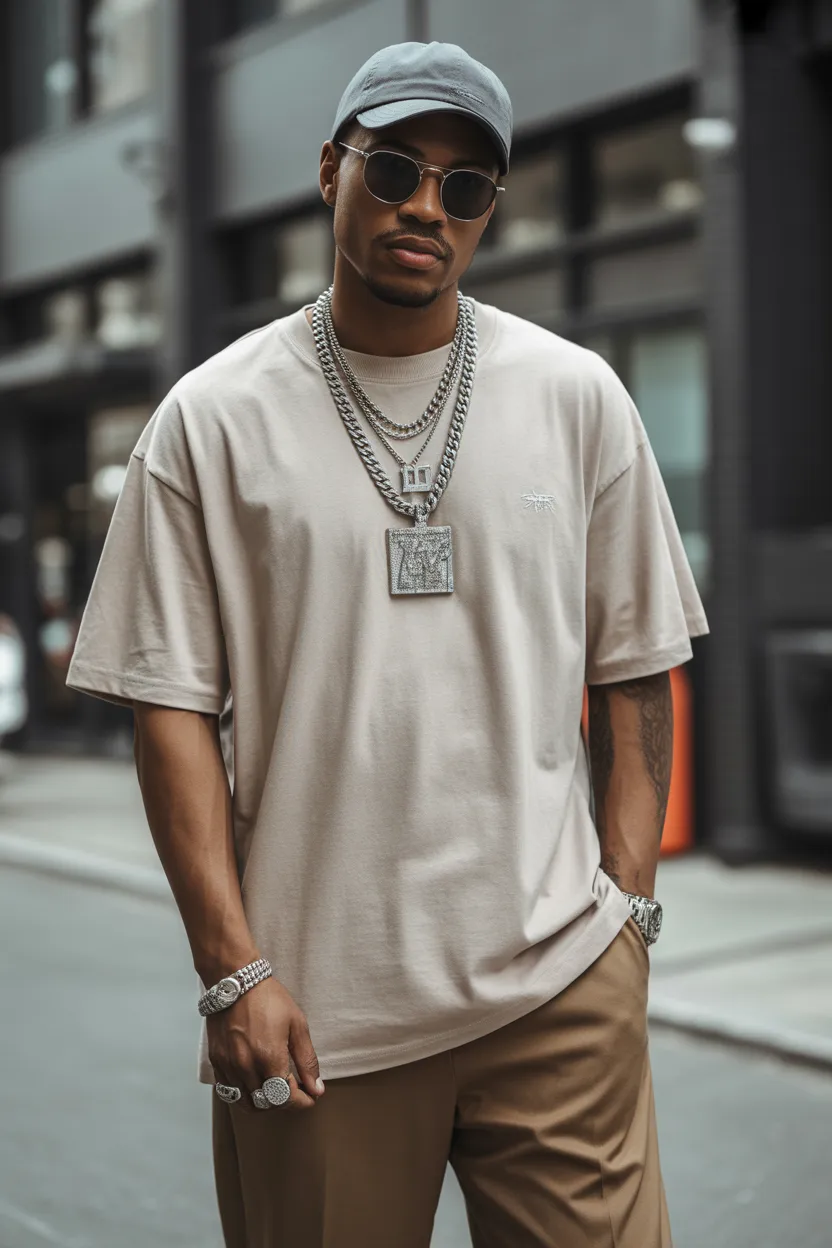 Simple Tee With Statement Accessories