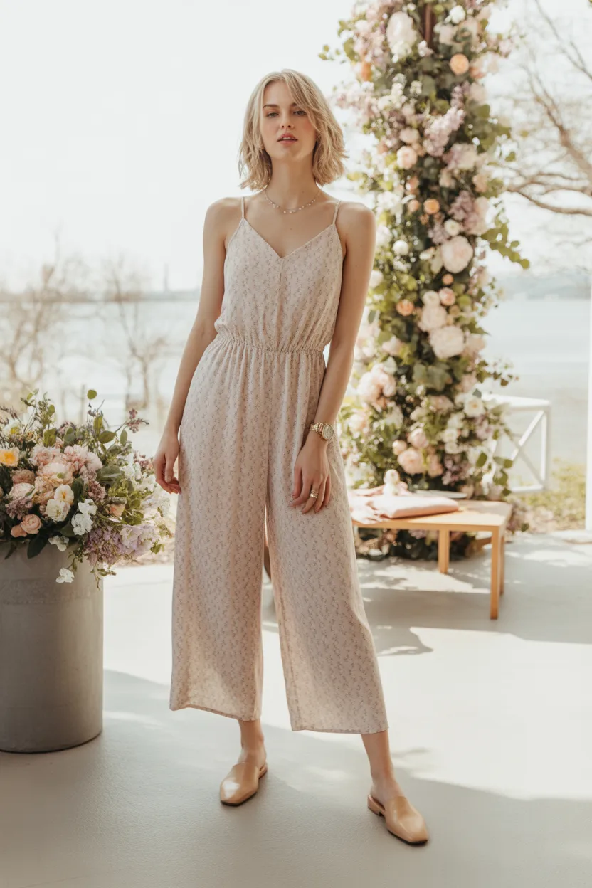 Soft Jumpsuit With Flat Mules
