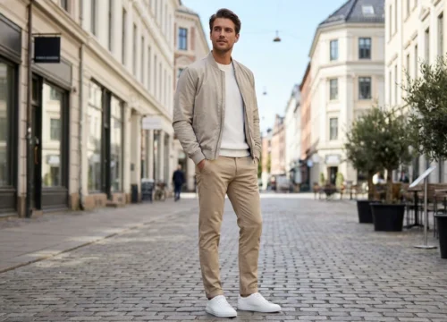 white sneakers outfits for men