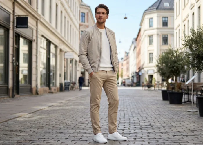 white sneakers outfits for men