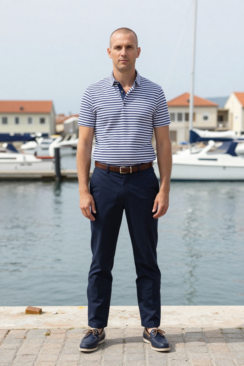 Breton Stripe Shirt and Khaki Chinos