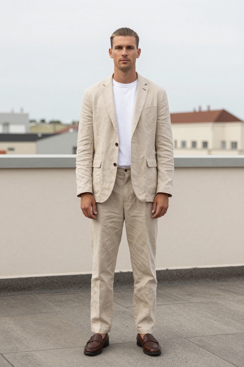 Linen Blazer, Tee, and Chinos