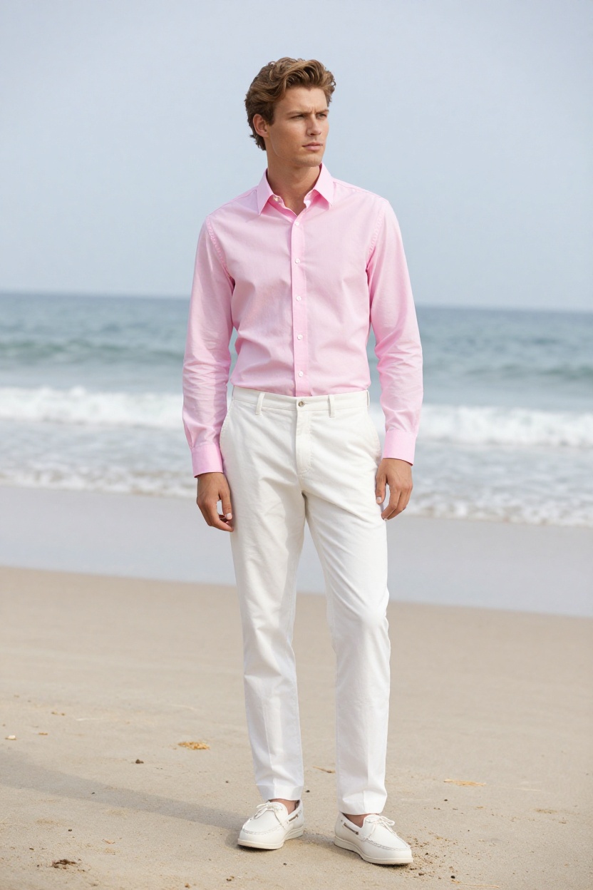 12. Pastel Button-Down and White Chinos
