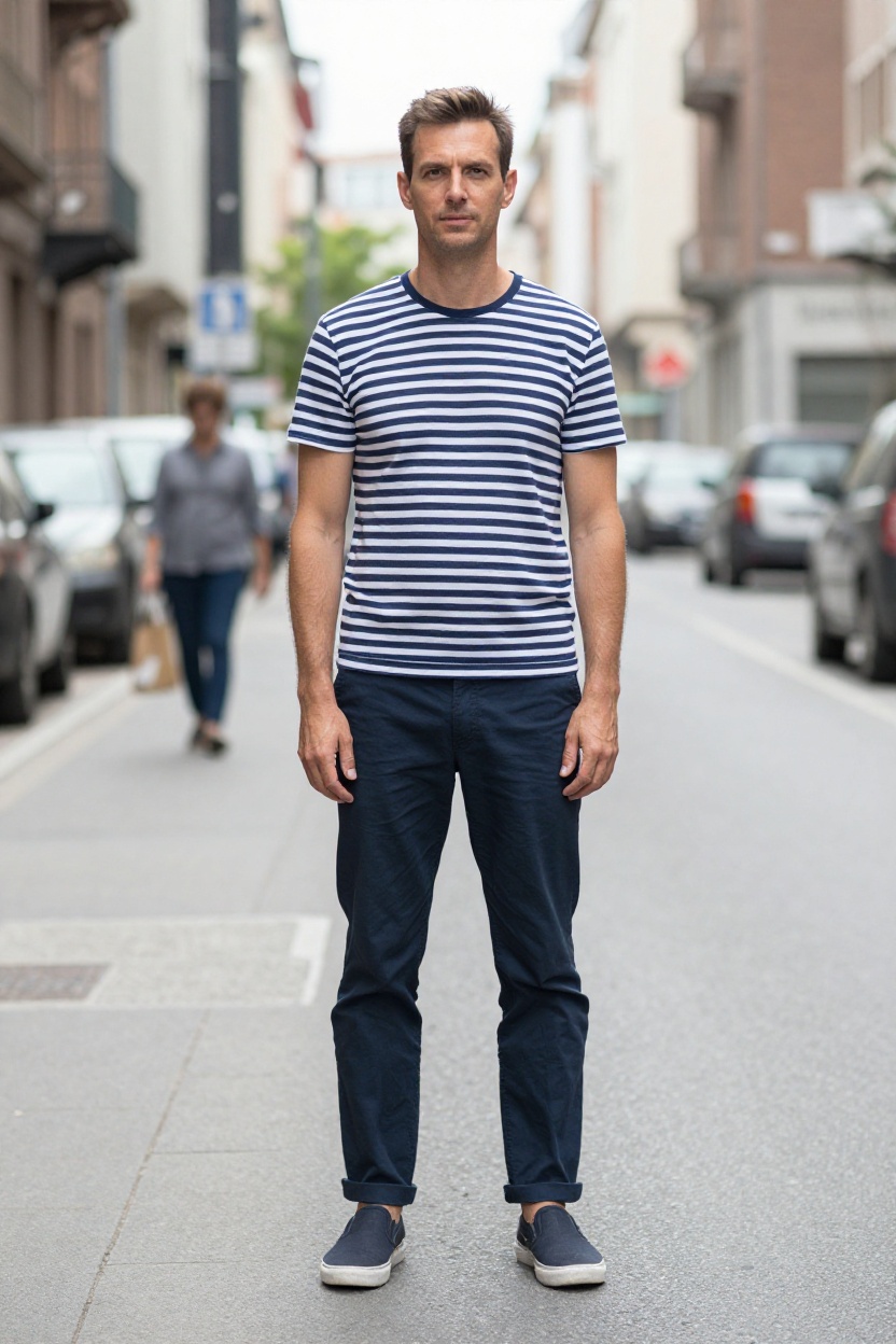 18. Striped Tee and Relaxed Chinos