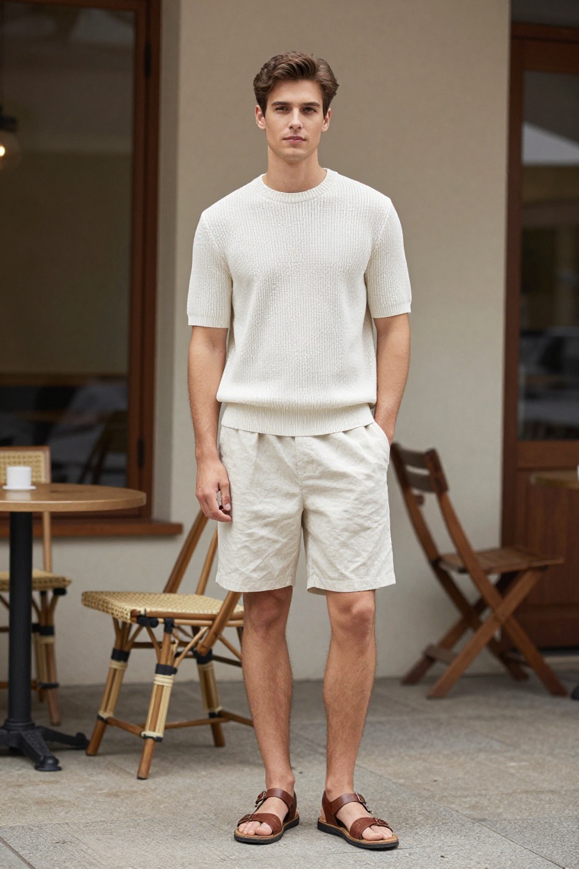 19. Short Sleeve Sweater and Linen Shorts