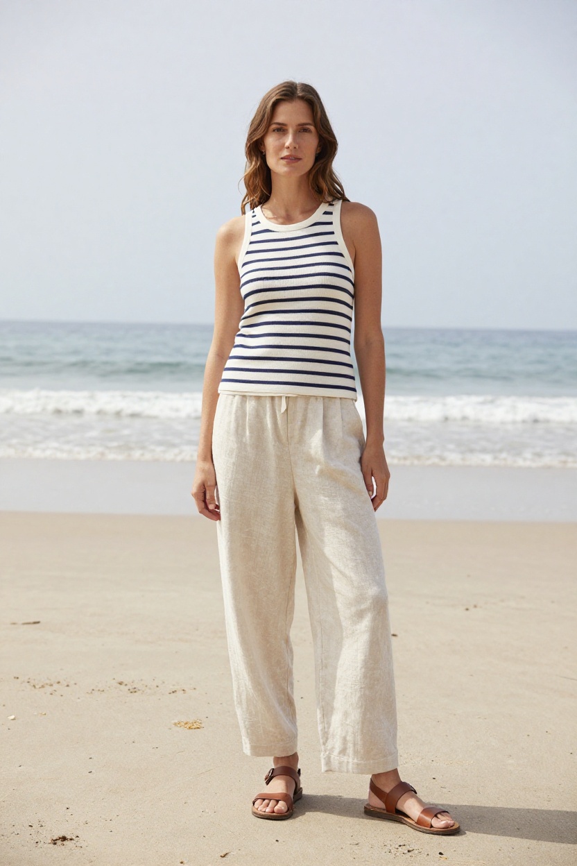 8. Striped Tank and Loose Trousers