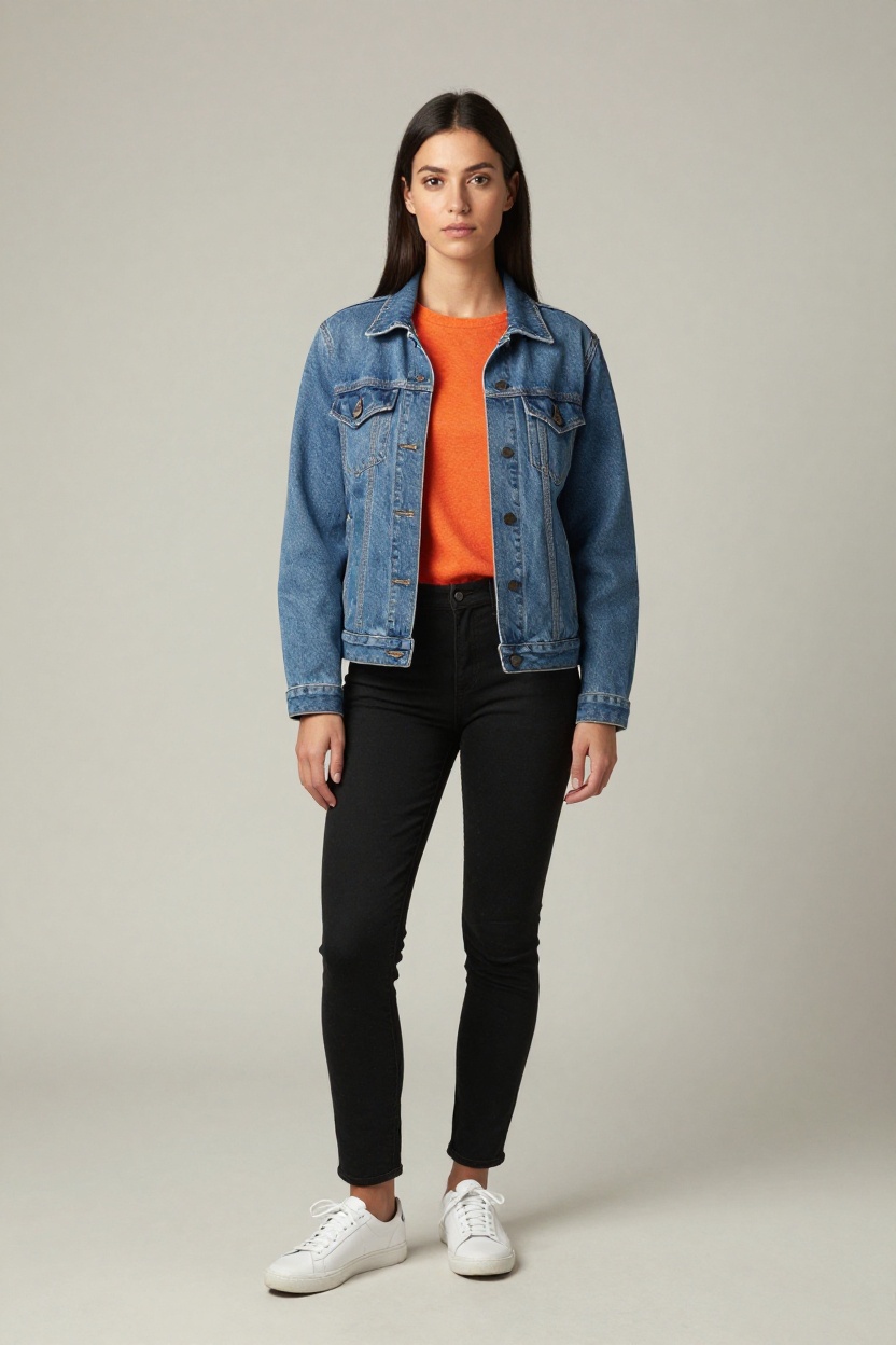 3. Denim Jacket Over a Knicks Tee