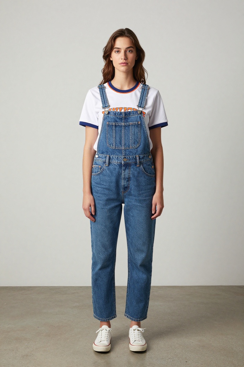 Denim Overalls With the Jersey Underneath