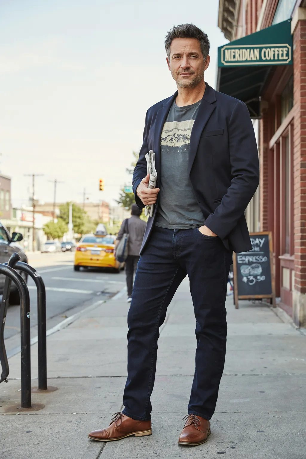 Graphic Tee with Unstructured Blazer